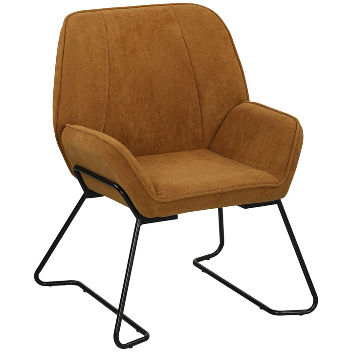 Poltrona Sala de Estar Moderna Poltrona de Leitura com Assento Largo e Acolchoado Estofada em Veludo Pés de Metal Poltrona para Dormitório 70x67,5x87 cm Marrom