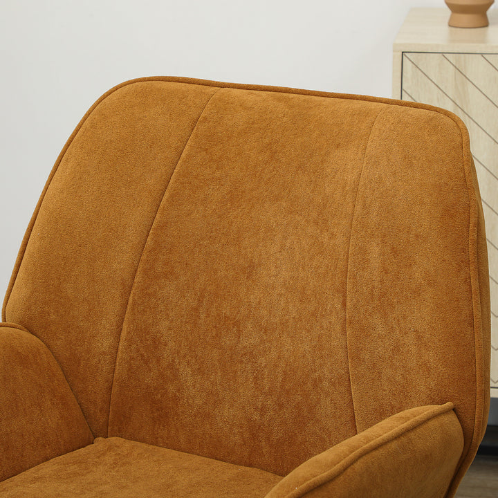 Poltrona Sala de Estar Moderna Poltrona de Leitura com Assento Largo e Acolchoado Estofada em Veludo Pés de Metal Poltrona para Dormitório 70x67,5x87 cm Marrom
