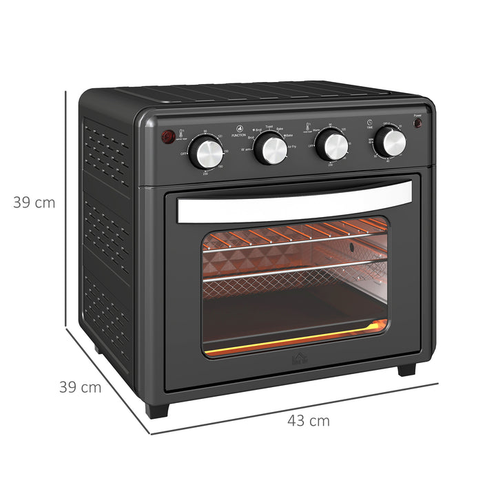 Mini Forno Elétrico Multifuncional Mini Forno Elétrico de 30L 1600W Mini Forno de Convecção com 7 Modos Temporizador e Temperatura Ajustável 43x39x39 cm Preto