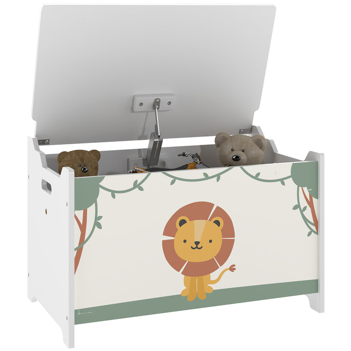 Baú Brinquedos Infantil 53 L Caixa de Arrumação Brinquedos Organizador Brinquedos com Tampa Rebatível Pistão a Gás para Livros Roupas 60x37x39 cm Verde