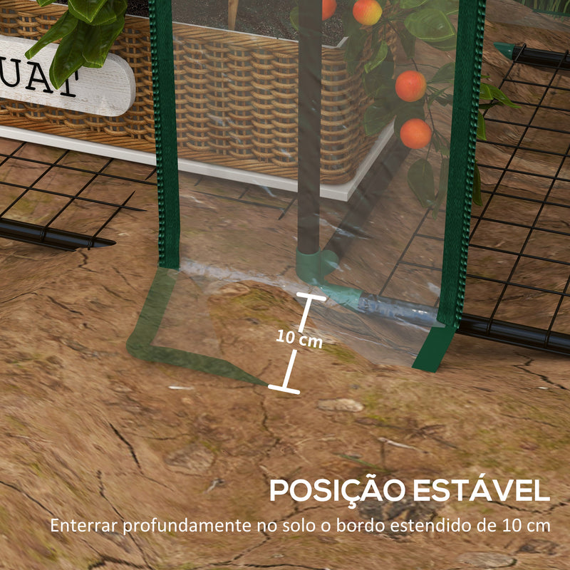 Estufa de Jardim de 3 Níveis Estufa de Terraço com Prateleiras Teto Inclinado e 2 Portas com Fecho de Correr para Cultivo de Plantas em Pátio 143x46x141/151 cm Transparente