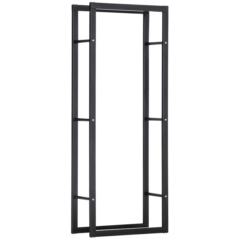 Suporte para Lenha de Metal Porta Lenha Metálico para Interior e Exterior Carga Máxima 100 kg 60x25x150 cm Preto