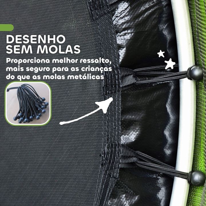 Trampolim Infantil Ø140x190 cm Trampolim para Crianças de 3-6 Anos com Rede de Segurança Carga 45 kg para Interior Verde