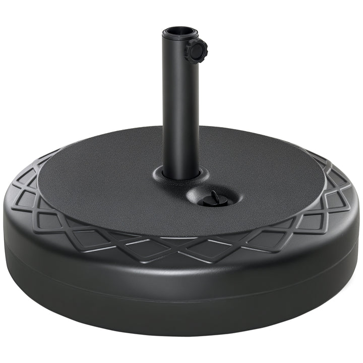 Base para Chapéu de Sol Recarregável com Água 30kg Base Chapéu de Sol Redonda para Mastros de 38mm 48mm Metal e Plástico para Jardim Terraço Ø55x38cm Preto