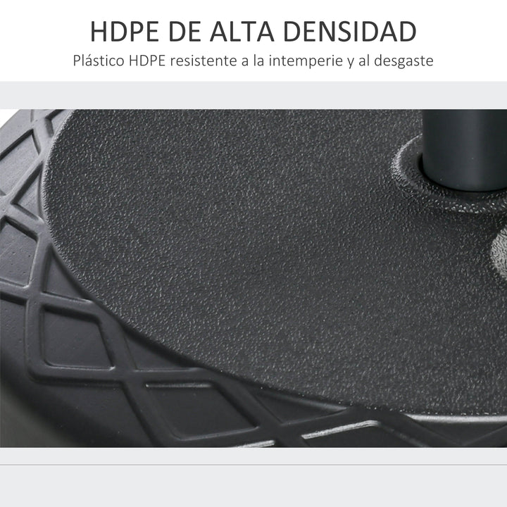 Base para Chapéu de Sol Recarregável com Água 30kg Base Chapéu de Sol Redonda para Mastros de 38mm 48mm Metal e Plástico para Jardim Terraço Ø55x38cm Preto