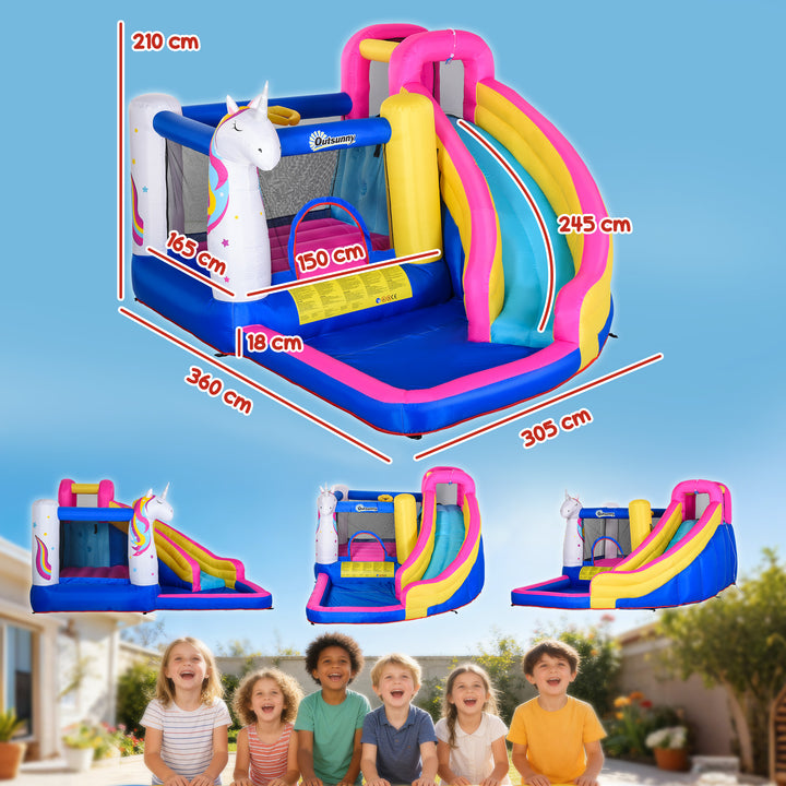 Castelo inflável infantil com piscina escorregador cama de salto e bolsa de transporte 380x320x210 cm Multicolor