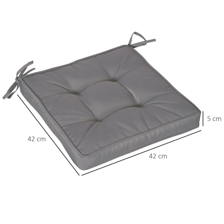 Conjunto de Almofadas para Cadeiras de Jantar 42x42x5 cm Jogo de 4 Peças Almofadas para Cadeiras de Jardim Impermeáveis com 2 Amarras de Fixação Cinzento