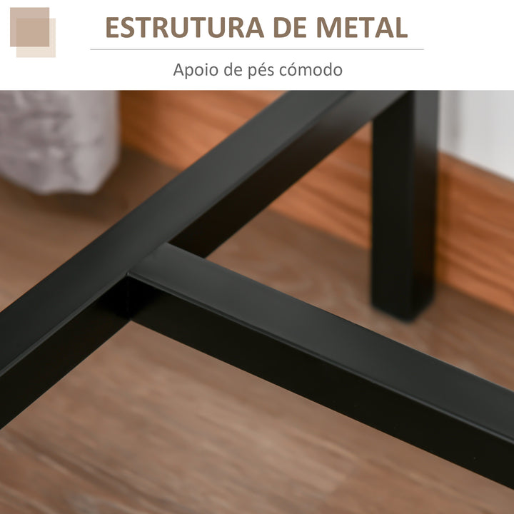 Conjunto de Mesa de Bar com 2 Bancos Conjunto de 3 Peças com 2 Bancos com Encosto e Apoio para Pés Desenho Industrial para Cozinha Sala de Estar Bar Madeira e Preto