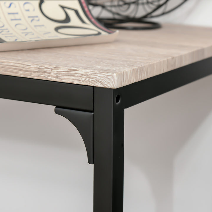 Conjunto de Mesa de Bar com 2 Bancos Conjunto de 3 Peças com 2 Bancos com Encosto e Apoio para Pés Desenho Industrial para Cozinha Sala de Estar Bar Madeira e Preto