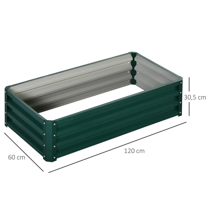 Caixa de Plantio de Aço Galvanizado Horta para Cultivar Plantas Flores Ervas Floreira Exterior Retangular com Fundo Aberto 120x60x30,5 cm Verde