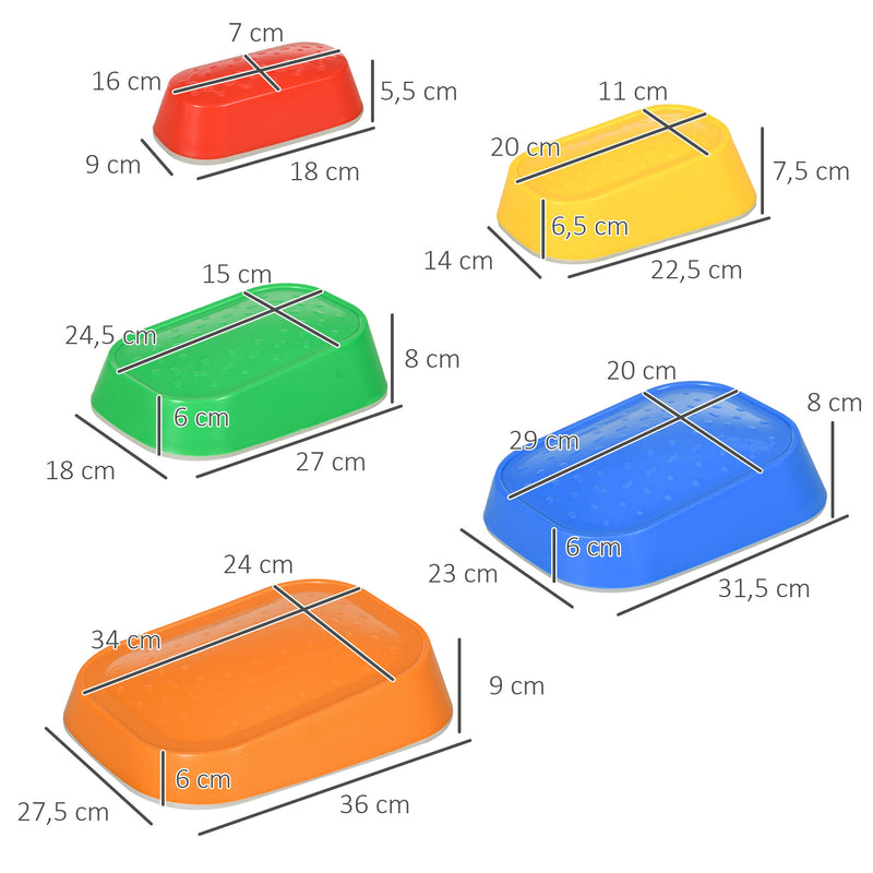 Jogo de Equilíbrio para Crianças de 3-8 Anos Conjunto de 5 Degraus para Treino de Equilíbrio e Promover a Coordenação 36x27,5x31 cm Multicor