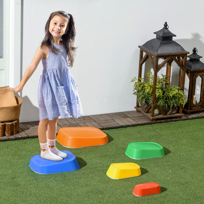 Jogo de Equilíbrio para Crianças de 3-8 Anos Conjunto de 5 Degraus para Treino de Equilíbrio e Promover a Coordenação 36x27,5x31 cm Multicor