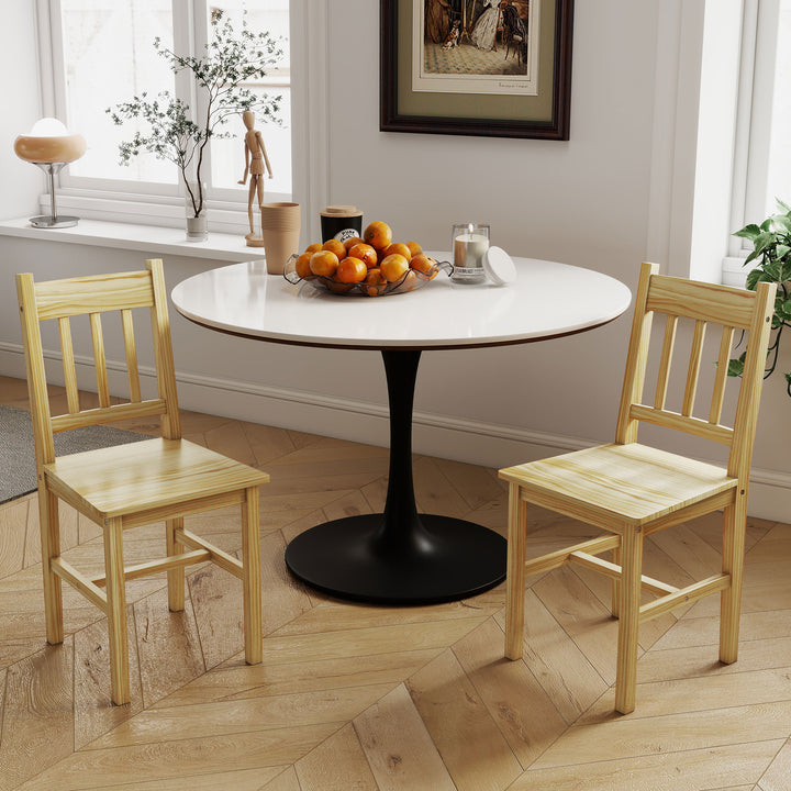 Conjunto de 2 Cadeiras de Sala de Jantar Cadeira de Cozinha com Encosto de Ripas Estrutura de Madeira de Pinho para Sala de Jantar Restaurante Carga Máxima 120 kg 41x46,5x85,5 cm Madeira