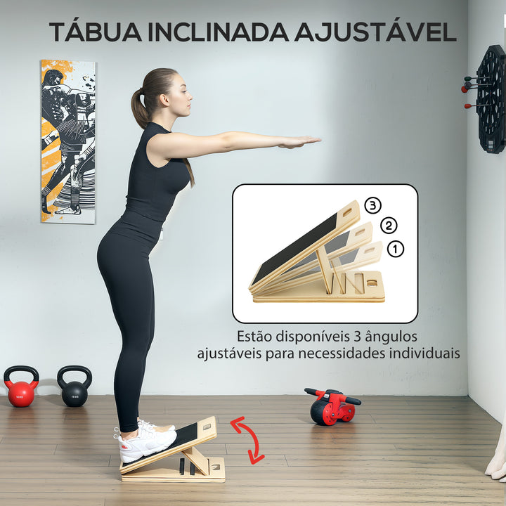 Barra de Pilates Conjunto de Pilates com 6 Faixas Elásticas Tábua Inclinada Ajustável para Treino de Corpo Inteiro em Casa 90x33x3 cm Cinza