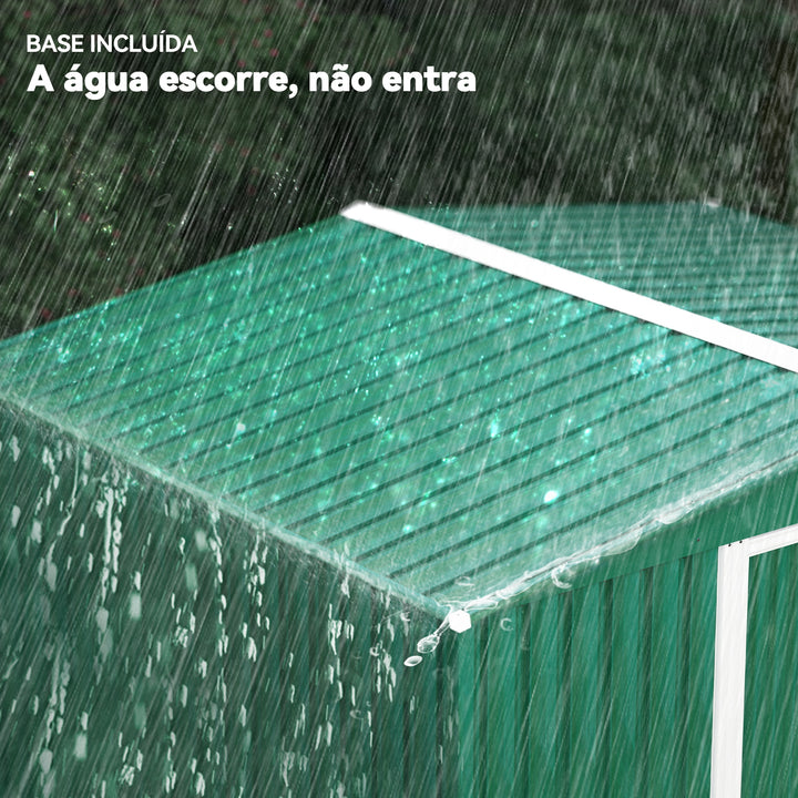 Barracão Metálico Placa Verde para armazenar ferramentas com grande espaço 246x192,5x177,5 cm