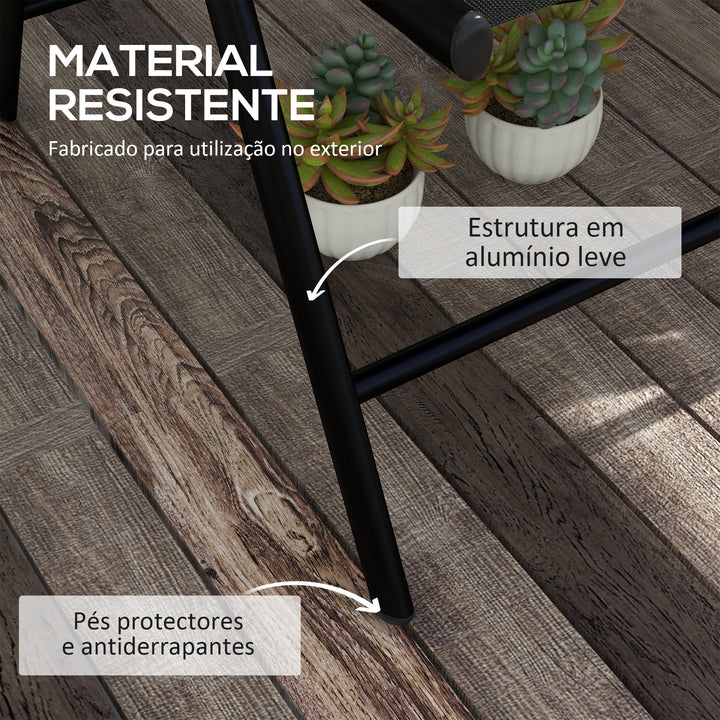 Conjunto de 2 Cadeiras de Campismo Dobráveis Cadeiras de Jardim com Apoios de Braços e Estrutura de Alumínio Capacidade de Carga 130 kg para Terraço e Praia 54x67x108 cm, Preto