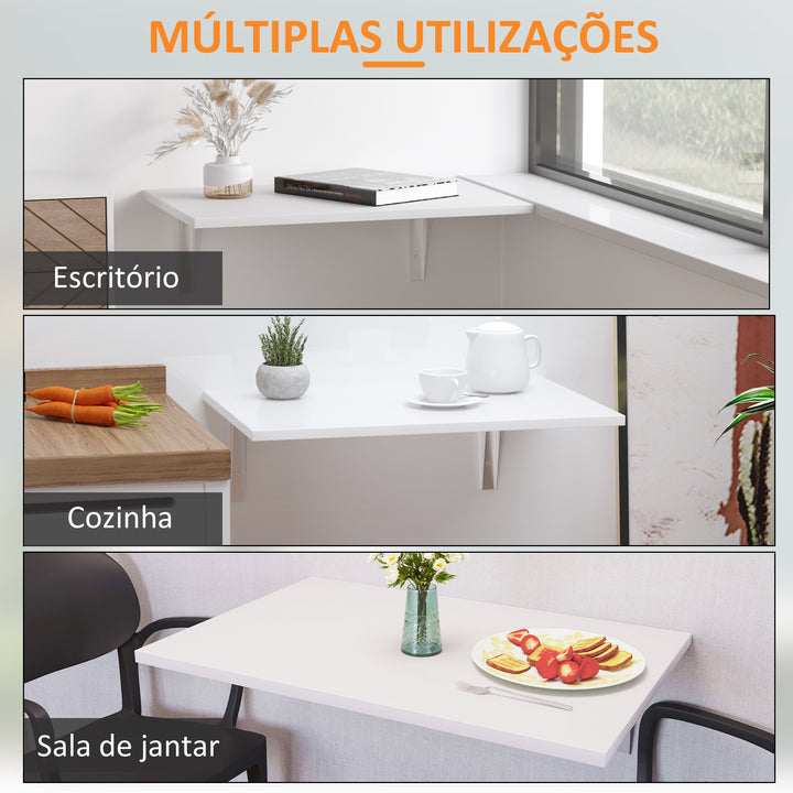 Mesa Dobrável Madeira Branca 60 x 40 x 1,5 cm