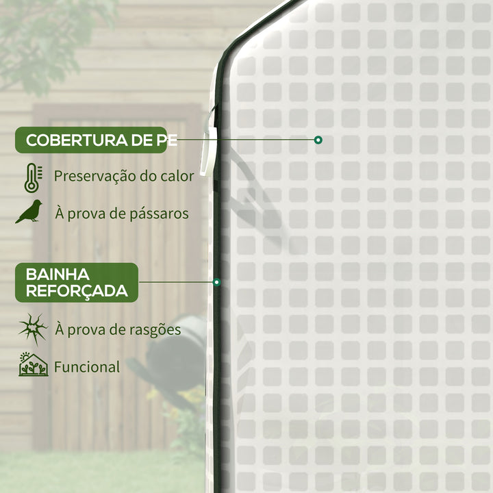 Cobertura para Estufa 140x143x190 cm Cobertura de Substituição para Estufa com Janela Porta com Fecho de Correr Anti-UV Proteção de Plantas para Jardim Branco