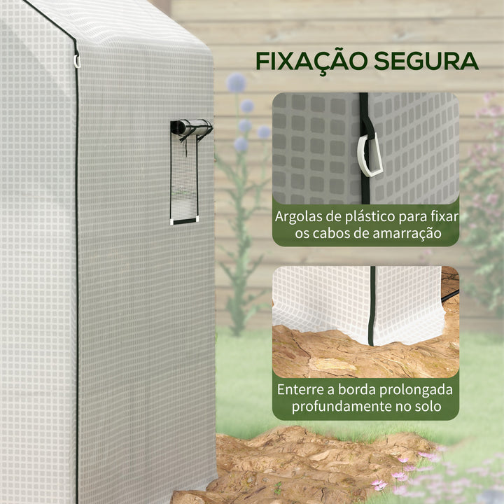 Cobertura para Estufa 140x143x190 cm Cobertura de Substituição para Estufa com Janela Porta com Fecho de Correr Anti-UV Proteção de Plantas para Jardim Branco