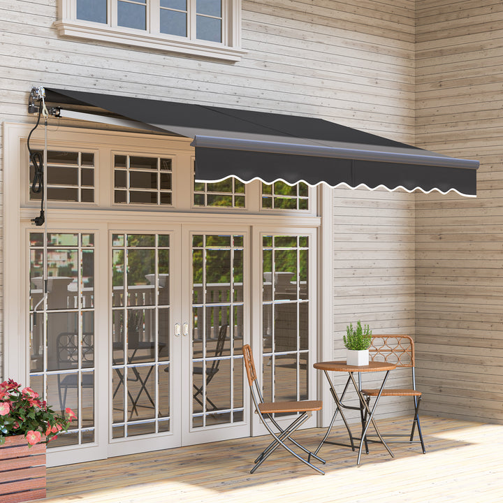 Toldo Elétrico Retrátil com Controlo Remoto 296x250 cm Toldo de Exterior Enrolável com Manivela Estrutura de Alumínio e Proteção UV30+ para Jardim Porta Janela Cinza