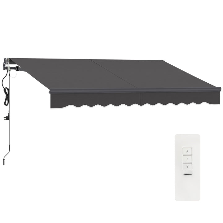 Toldo Elétrico Retrátil com Controlo Remoto 296x250 cm Toldo de Exterior Enrolável com Manivela Estrutura de Alumínio e Proteção UV30+ para Jardim Porta Janela Cinza
