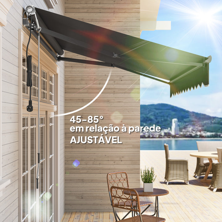Toldo Elétrico Retrátil com Controlo Remoto 296x250 cm Toldo de Exterior Enrolável com Manivela Estrutura de Alumínio e Proteção UV30+ para Jardim Porta Janela Cinza