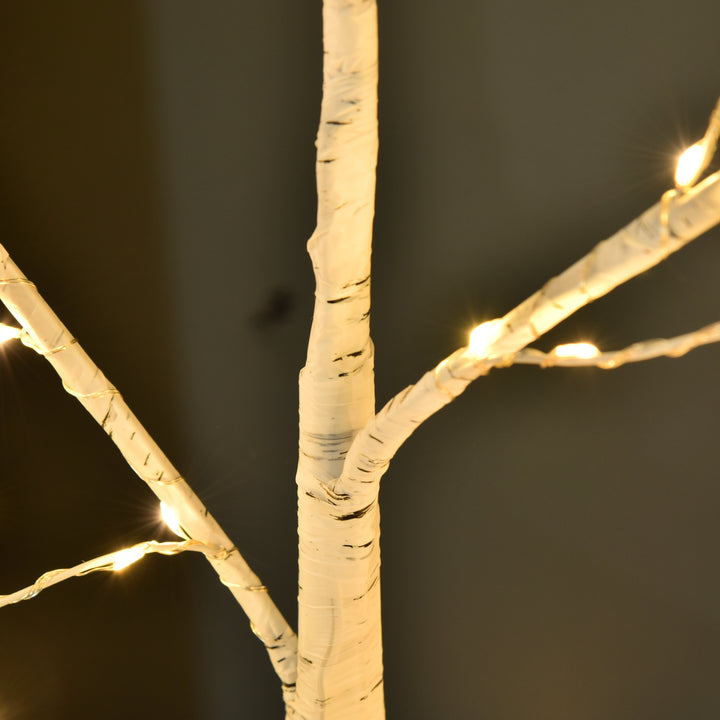 Árvore de Bétula 150cm de Altura com 210 Luzes LED em Branco Quente Ramos Flexíveis e Base para Decoração de Festas Aniversários Casamentos 20x20x150cm Branco