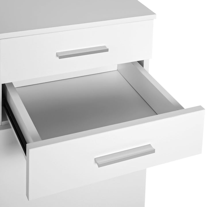 Armário tipo Aparador amplo espaço de armazenamento multiuso para sala de estar com portas e gavetas 71x35x76cm branco