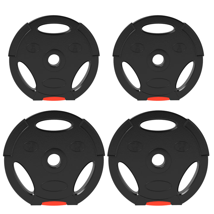 Conjunto de Discos de Pesos de 4 Peças Discos de Pesos 2x7,5 kg e 2x5 kg com Orifícios de 2,5 cm para Treino Fitness em Casa Ginásio Preto