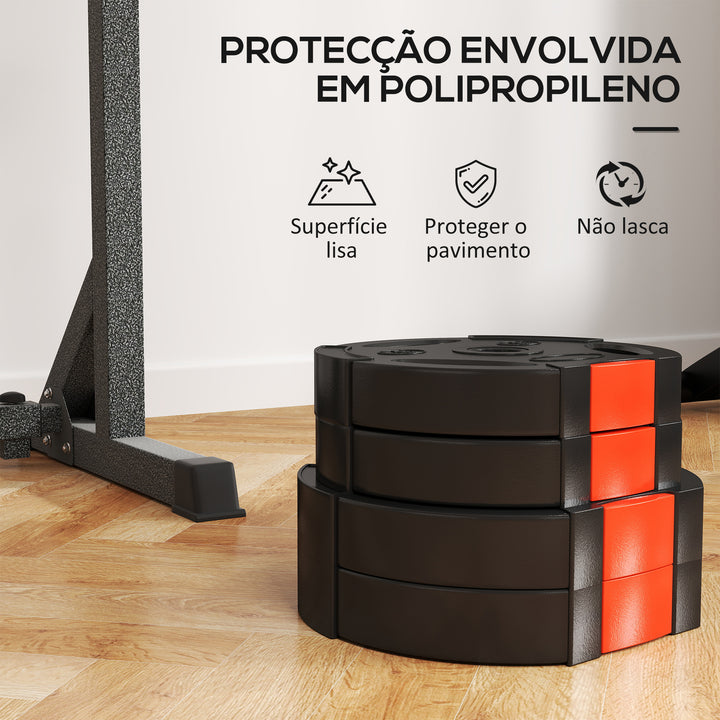 Conjunto de Discos de Pesos de 4 Peças Discos de Pesos 2x7,5 kg e 2x5 kg com Orifícios de 2,5 cm para Treino Fitness em Casa Ginásio Preto