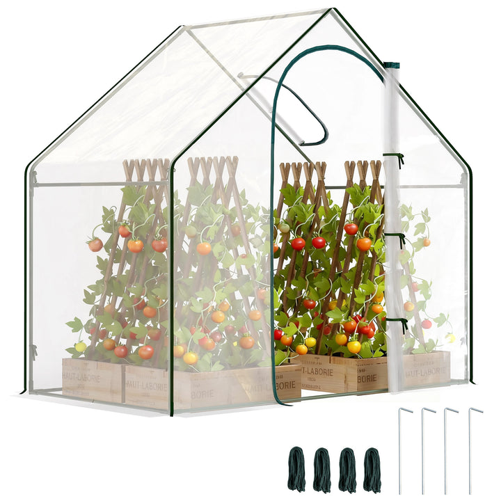 Estufa Pequena, Estufa de Exterior com Janela e Porta com Fecho Estrutura de Aço Cobertura de Plástico Impermeável Anti-UV para Cultivar Plantas 180x100x168 cm Transparente