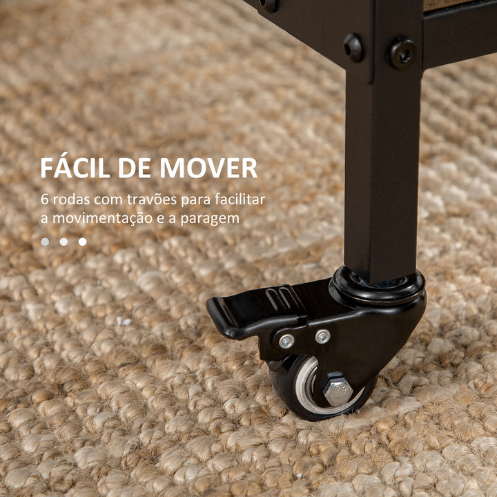 Mesa de Cozinha Dobrável Mesa de Refeição Dobrável com Rodas Laterais Abatíveis e Prateleira Mesa Dobrável para Sala de Jantar 130x80x74 cm Marrom