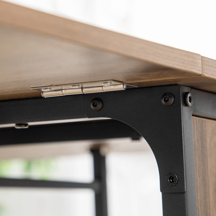 Mesa de Cozinha Dobrável Mesa de Refeição Dobrável com Rodas Laterais Abatíveis e Prateleira Mesa Dobrável para Sala de Jantar 130x80x74 cm Marrom