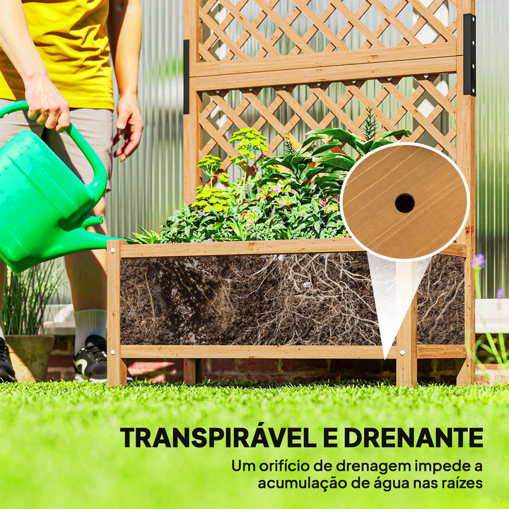 Floreira de Jardim com Treliça Caixa de Plantio com Suporte para Plantas Trepadeiras para Cultivo de Plantas Flores para Pátio Terraço Varanda 90x45x180cm Madeira