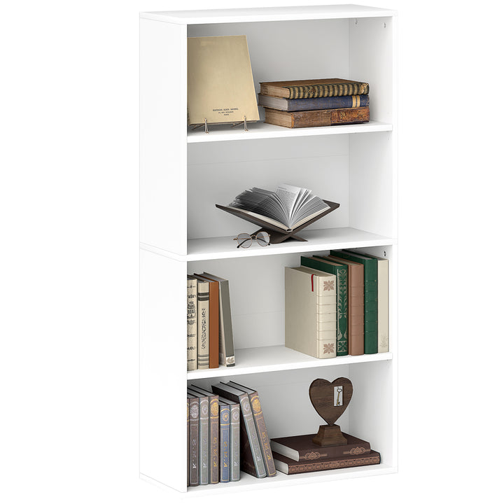 Estante de 4 Níveis Estante para Livros com 2 Prateleiras Ajustáveis para Sala de Estar Escritório Quarto 60x24x115,5 cm Branco