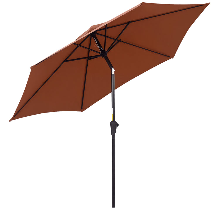 Chapéu de Sol de Jardim Ø260x235cm Chapéu de Sol de Alumínio Reclinável com Manivela e 6 Hastes para Terraço Exterior Varanda Café