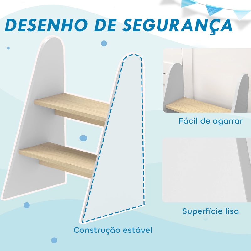 Banco para Crianças de 2 Degraus Torre de Aprendizagem Escada para Crianças acima de 3 Anos para Casa de Banho Cozinha Estante Dormitório 43x30x55 cm Branco