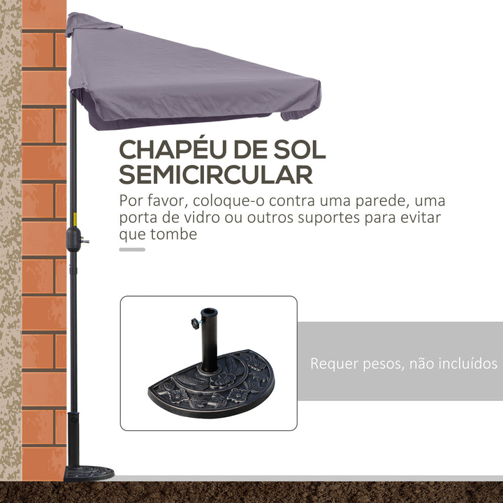 Chapéu de Sol Retangular 230x130x249 cm Chapéu de Sol de Parede com Manivela Proteção UV Impermeável para Varanda Jardim Cinzento