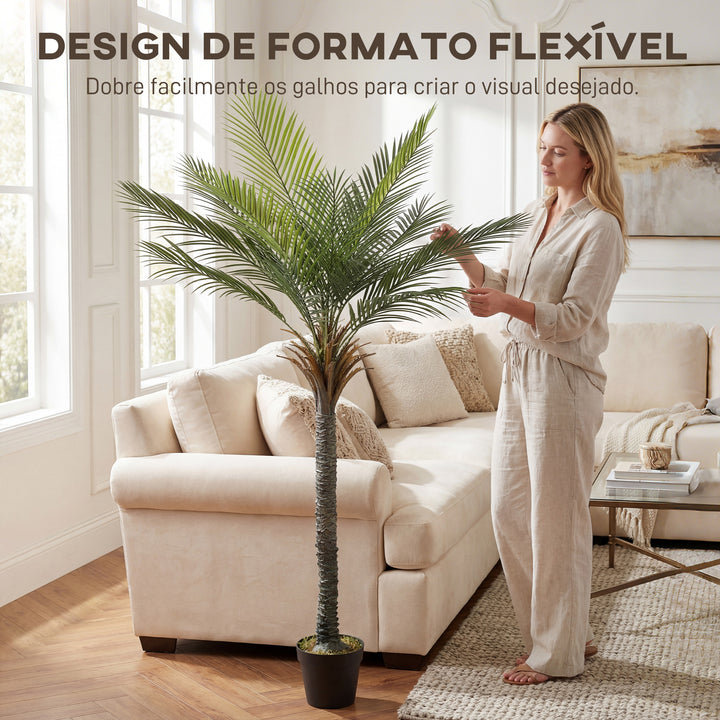 Planta Artificial Decorativa 180 cm Palmeira Artificial com Vaso e Folhas para Interior Casa Sala Escritório Verde