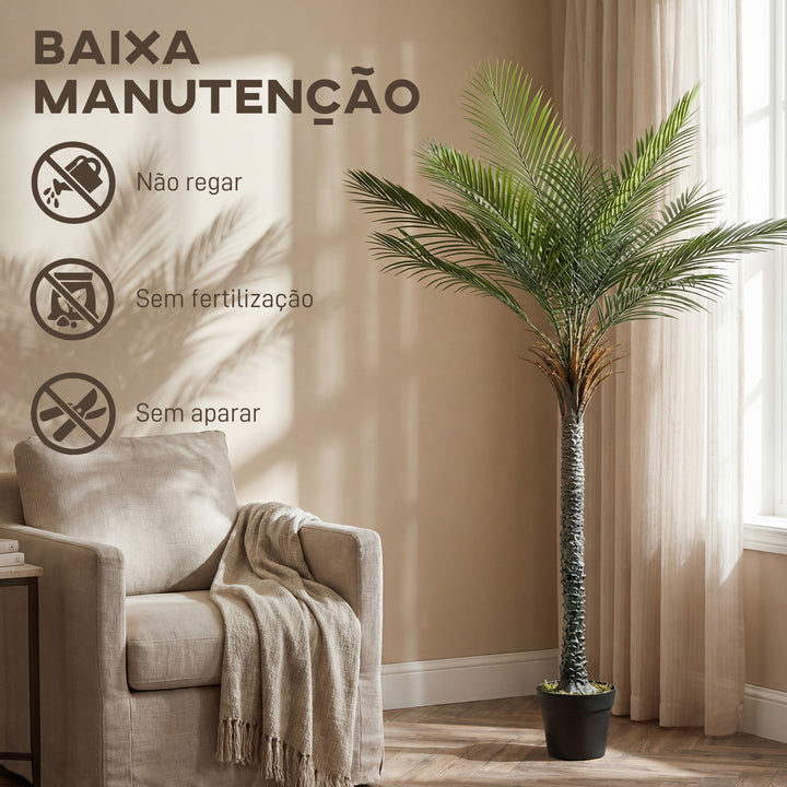 Planta Artificial Decorativa 180 cm Palmeira Artificial com Vaso e Folhas para Interior Casa Sala Escritório Verde