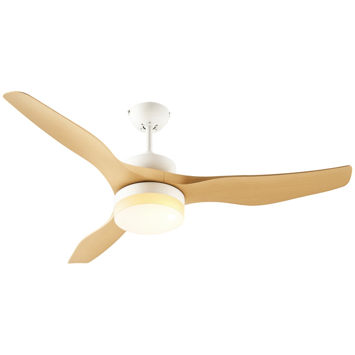 Ventoinha de Teto 20,5W Diâmetro 132cm com Controle Remoto Luz LED Ajustável em 3 Níveis 3 Lâminas Reversíveis 6 Velocidades e Temporizador para Dormitório Sala de Estar Madeira
