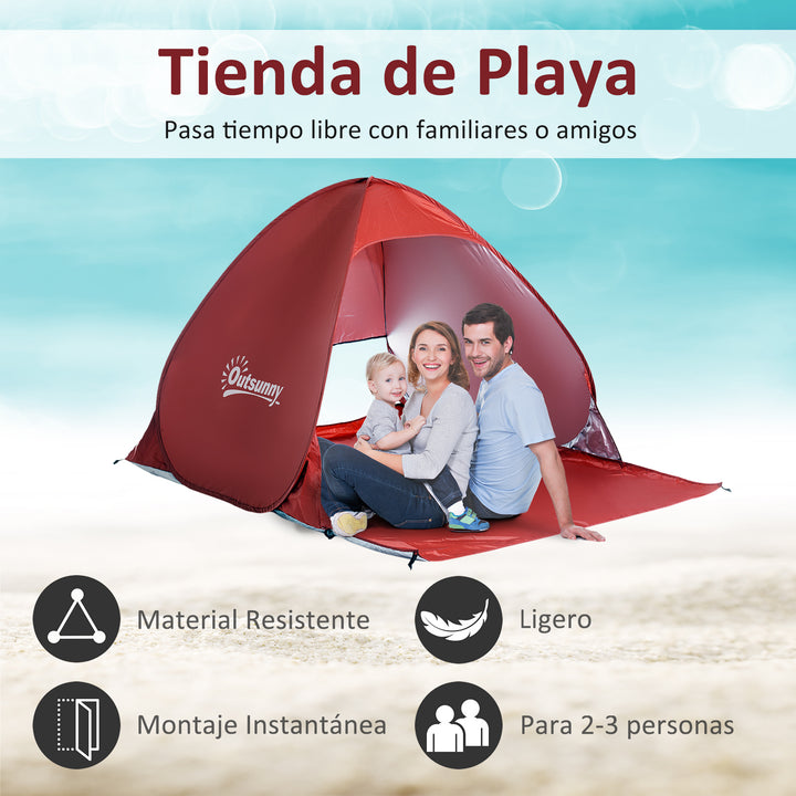 Tenda Pop-up Instantâneo e Portátil com Janelas Protetoras para Piquenique Praia e Camping com Proteção UV Vermelho
