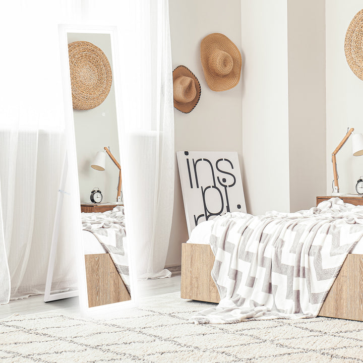 Espelho de Pé com Luz LED 40x160 cm Espelho de Corpo Inteiro com Iluminação de 3 Cores Tátil Função de Memória e Suporte para Sala de Estar Dormitório Branco