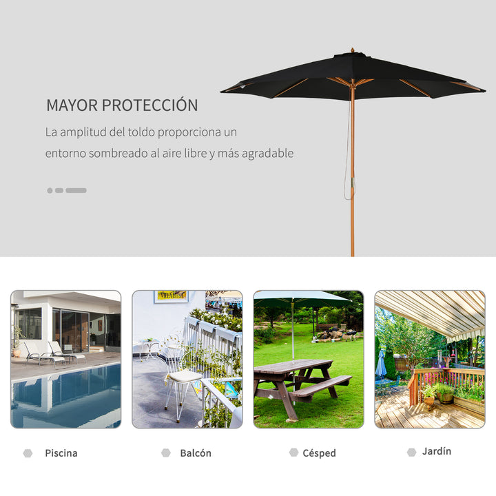 Guarda-sol para cafeteria e jardim ajustáveis e fáceis de transportar F300x250 cm Preto
