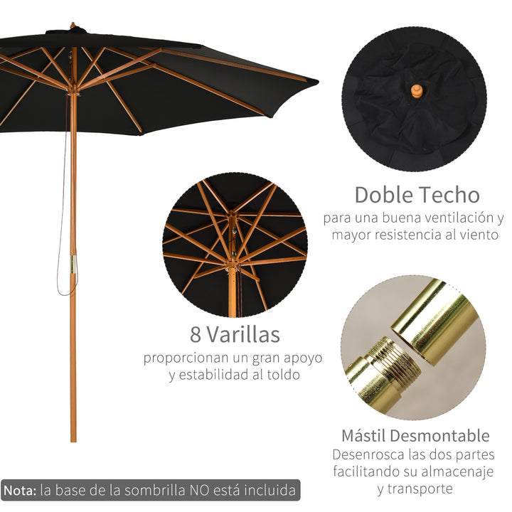 Guarda-sol para cafeteria e jardim ajustáveis e fáceis de transportar F300x250 cm Preto