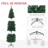 Árvore de Natal Estreita Árvore de Natal Tipo Lápis de 210 cm com Base Dobrável e 687 Ramos para Escritório Verde