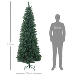 Árvore de Natal Estreita Árvore de Natal Tipo Lápis de 210 cm com Base Dobrável e 687 Ramos para Escritório Verde