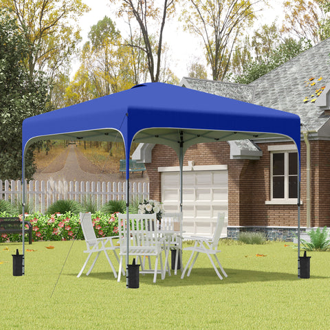 Tenda Dobrável 2,5x2,5x2,68cm Tenda de Jardim com Proteção UV 50+ Altura Ajustável com 4 Bolsas de Areia e Bolsa de Transporte para Acampamento Festas Pátio Azul