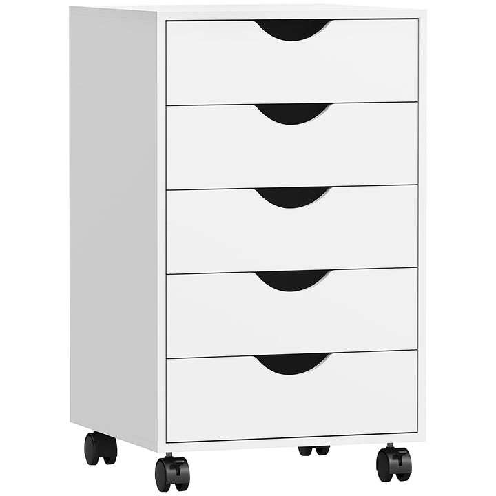 Bloco de Gavetas com Rodas Bloco de Gavetas para Escritório com 5 Gavetas Arquivador Móvel para Escritório 40x40x67 cm Branco