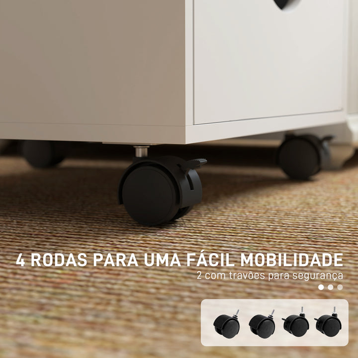 Bloco de Gavetas com Rodas Bloco de Gavetas para Escritório com 5 Gavetas Arquivador Móvel para Escritório 40x40x67 cm Branco